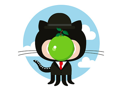 Magrittocat belgium digital github illustration magritte octocat surrealism