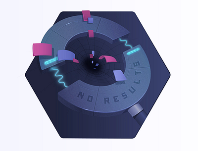 Built an effective No results page algolia blackhole digital illustration magnifying glass search space vortex