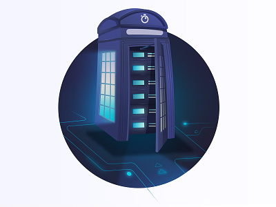 Algolia UK infrastructure expansion algolia data datacenter drwho illustration infrastructure light phone booth search