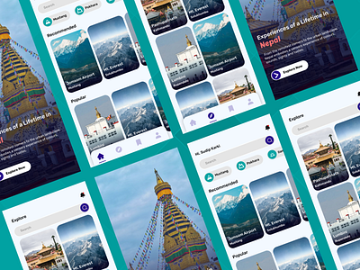 TravelNepal: find the perfect travel destination app application branding design destination graphic design illustration logo mobile nepal travel travelnepal typography ui ux vector