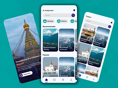 TravelNepal: find the perfect travel destination app application branding design graphic design illustration logo mobile nepal recommendation search suggestion travel travelnepal typography ui ux vector