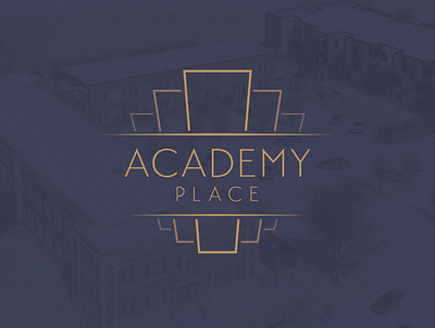 Academy Place Logo academy keystone logo retirement retro school