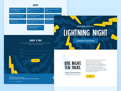 Activate Lightning Night Microsite conference figma lightning meetup microsite one page onepage technology