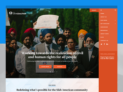 Sikh Coalition Site navigation nonprofit web design website