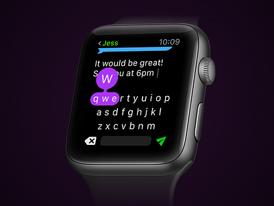 Apple Watch Predictive Keyboard apple chat concept interface keyboard message send sms type ui ux watch
