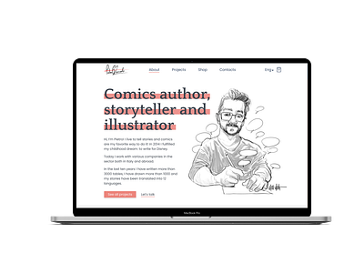 Personal website of comics book author 404 adaptive comic comics cv design desktop disney illustration logo personal personalwebsite typography ui ux vector