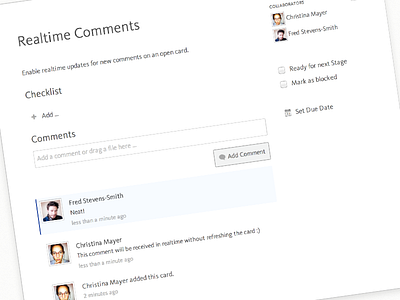 Realtime Comments blossom chat collaboration communication notification product management project management realtime