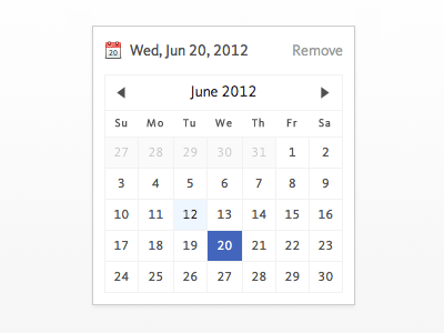 Datepicker blue cal calendar clean date due date gui ical icon interface kievit light overlay picker project management time ui ux white