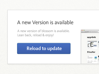 New Version Modal blue button chrome enjoy modal new version number osx popover reload update version