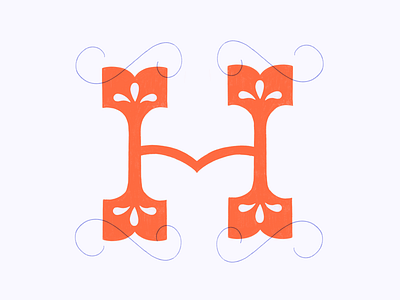 H // 36 Days of Type 36 days of type decorative digital lettering h lettering orange slab serif western