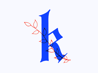 K // 36 Days of Type 36 days of type blackletter blue digital lettering k laurel lettering