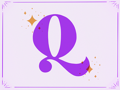 Q // 36 Days of Type 36 days of type decorative gold lettering purple q sparkles