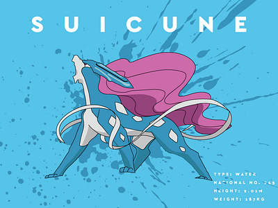 No. 245 illustration paint splatter pokemon suicune vector water