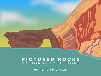 National Parks Challenge - Pictured Rocks illustration michigan munising nps pictured rocks vector yooper