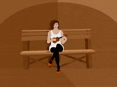 bench song B 1920 bench flatdesign illustration minimal music song ukelele