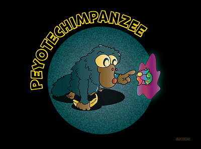 Peyote Chimp animals banana cactus cactusbutton characterdesign chimp chimpanzee illustration magic peyote psychadelic shozda trippy