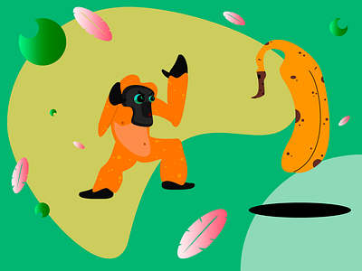Tang v. Banana banana characterdesign cute animal fight illustration karate minimal monkey orangutan rivalry shozda