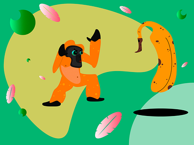 Tang v. Banana banana characterdesign cute animal fight illustration karate minimal monkey orangutan rivalry shozda