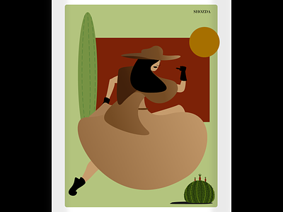 Bandita arizona bandit bandita cacti characterdesign design illustration korean minimal outlaw poster saguaro shozda western womanofcolor