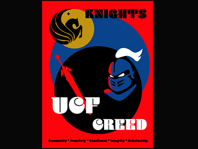 UCF Creed - Knights academicintegrity artcontest branding characterdesign code community creativity excellence graphic design illustration knight logo poster poster design scholarship shozda universityofcentralflorida