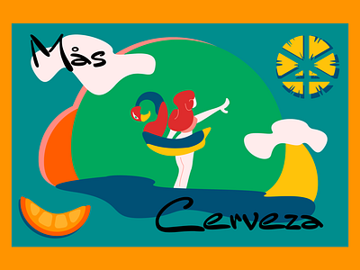 Cerveza beach beer beer art beer branding beer label cerveza characterdesign clouds floatytube graphicdesign illustration orange parrots pineapple shozda swans tshirtdesign