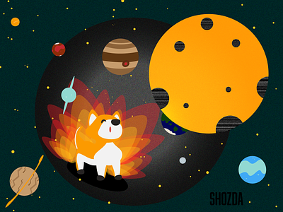An Unstoppable Force animals characterdesign crypto design doge dogecoin goodest illustration moon puppers puppy shiba shozda solarsystem space