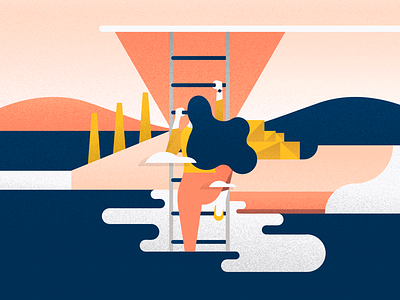 User Journey ( Stage 3 ) blue clouds finish line illustration journey navy noise orange pink road user yellow
