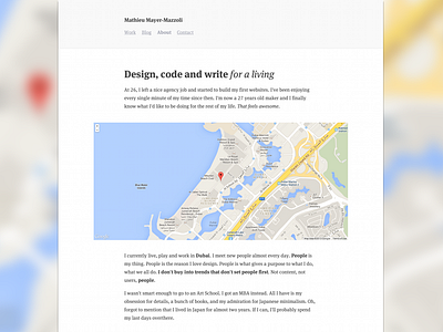 New portfolio is live :) blog maps meta minimalist personal portfolio serif website white