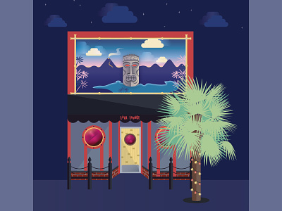 Lava Lounge Tiki Bar - Belltown, Seattle building cityscape flat illustration illustrator vector