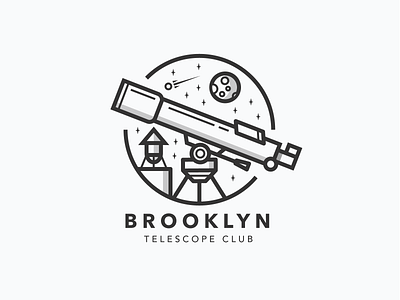 Brooklyn Telescope Club astronomy badge branding brooklyn city design emblem graphics illustration line logo new york patch space telescope
