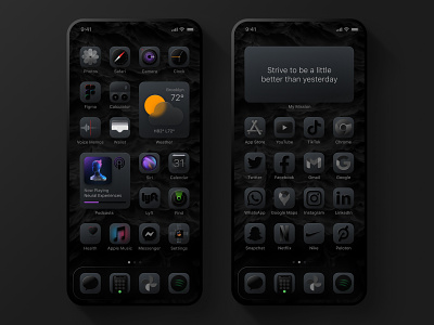 Dark Mode Reimagined (Expansion) apple customicons dark dark mode dark theme dark ui design home screen icons ios ios icons ios14 iphone ui