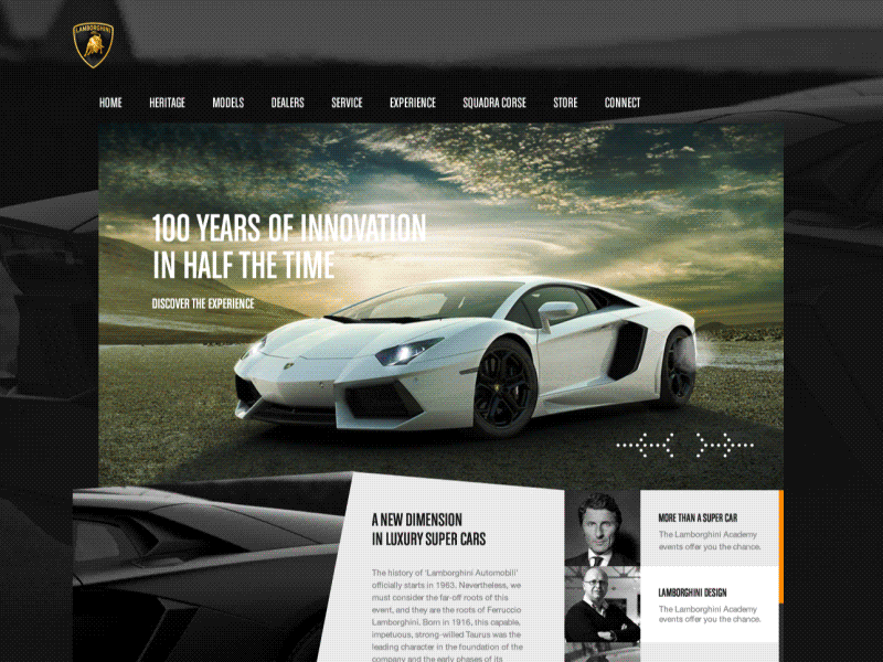 Lamborghini Concept animated automobile car concept dark design interaction lamborghini redesign ui ux website