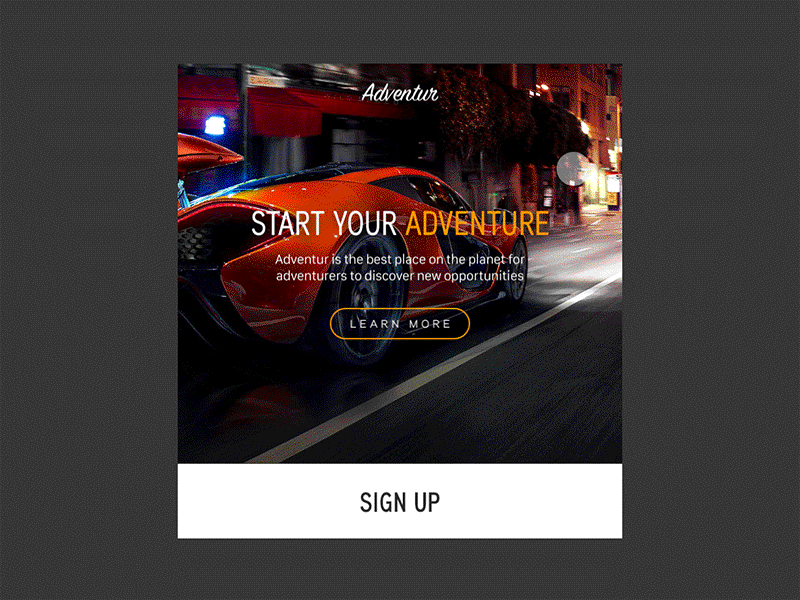 Sign Up Form animation cars dailyui design form sign sign in sign up web