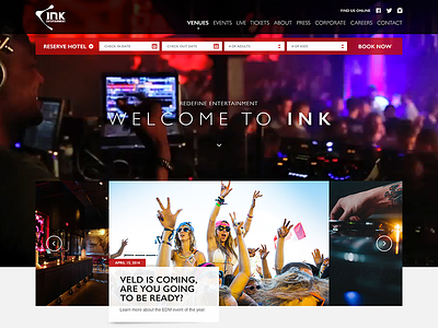 Ink Entertainment Website club colours design entertainment landing page promotion toronto web website