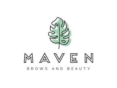 Maven Beauty Bar beauty brows clean green leaf logo maven mid century monstera plant tropical