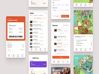 Theme Park (Light) amusement app mobile park ride rides theme ui ux