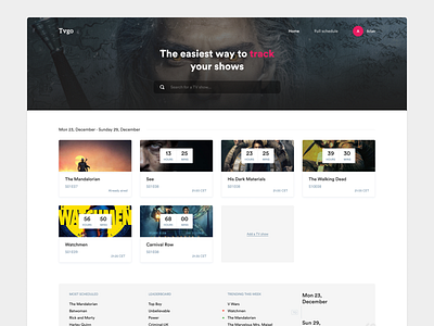 Tvgo Web figma schedule television tv tv show ui uiux