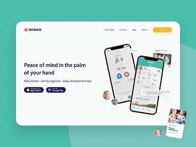 Onoco App | Landing Page Redesign app baby concept landing page redesign tracker website