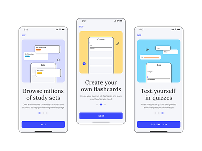 Flashcards App | Study And Learn app concept education flashcards illustration onboarding ui