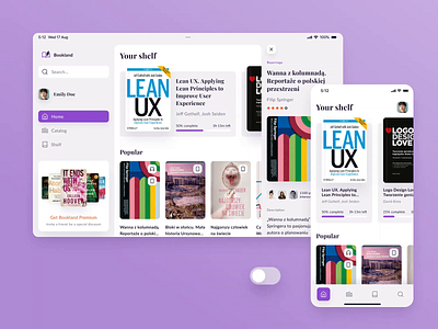 Bookland App | E-book Platform Concept app audiobook book dark theme dashboard ebook library tablet