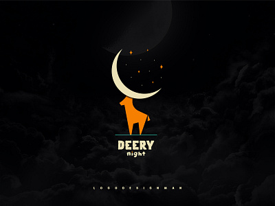 deery night animal logo design