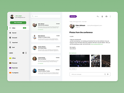 Mailbox concept dashboard email design inbox interface mail mailbox mailing list message message app ux