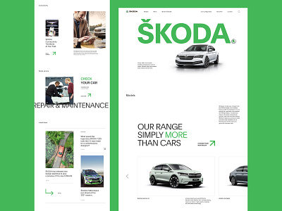 ŠKODA - home page car clean ui corporate design green home page interactive website interface minimalism new redesign tile trend ui uiux ux web web concept web design website