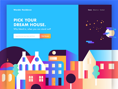 Dream House concept design hero illustration landing real estate ui ux web