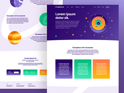 Digital Planet - Landing Page Concept clean colors design illustration landing page planet ui ux web