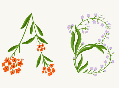 Flower Alphabet abc alphabet floral flowers illustration lettering letters spring
