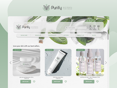 Purify / Skincare Products Company Design & Website Design branding company design graphicdesign ux uxdesign webdesign website