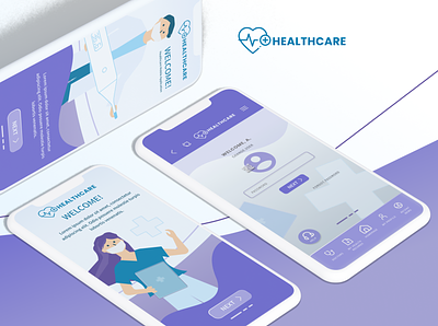 Healthcare Mobile App. UI & Illustration Design app branding design graphicdesign illustration ui ux ux design uxdesign