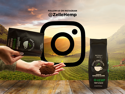 Zelle Hemp Coffee Ad ad branding cafe coffee composition graphic design product design social media zelle