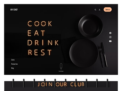 Desktop landing page | cook.eat.drink.rest cook design desktop food landing page total black ui ux web design